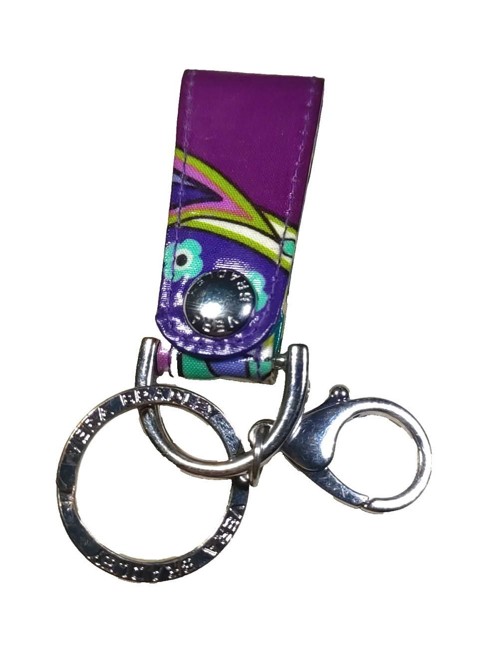 Vera Bradley Keychain Purse Clip Purple Blue Vinyl